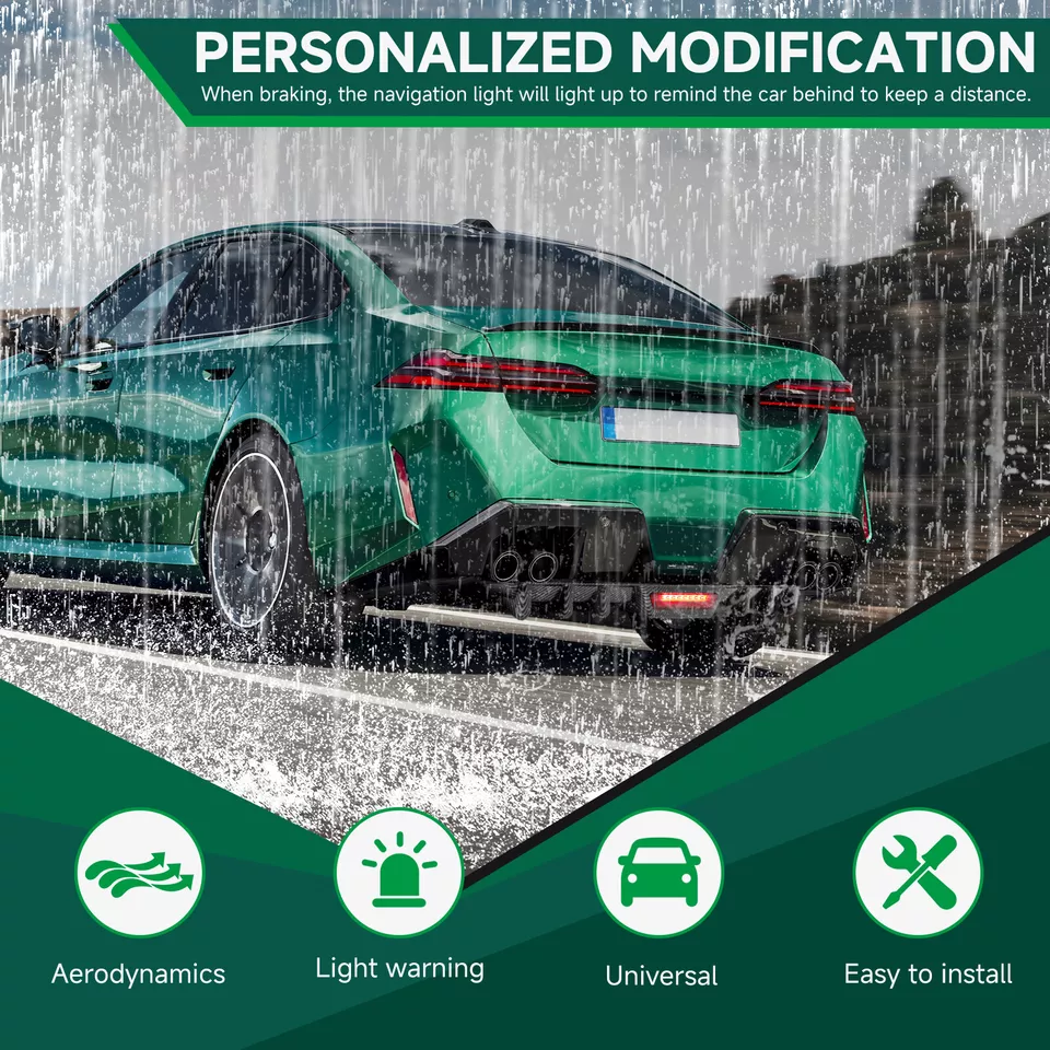 For ACURA TSX 2004-2014 Carbon Fiber Rear Bumper Diffuser w LED Brake Stop Light - Image 3 of 4