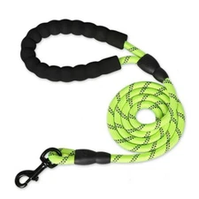 Padded Dog Leash Handle Braided Rope Lead Long Strong Reflective Lime Green 6ft
