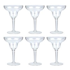 6x Margarita Cocktail Glass Clear Plastic Reusable Home Picnics BBQ Summer Party