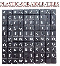100 BLACK PLASTIC  TILES LETTERS FOR ART & CRAFTS SCRAPBOOK UK SELLER