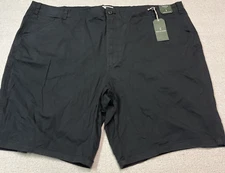 Mutual Weave The Walking Short Men Size 54/10 Big & Tall Pirate Black Flat Front