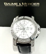 Baume Mercier Capeland Chronograph Automatic Men's Diamond Watch 3.2 Carat 65366