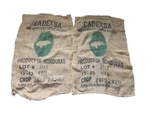 Cafe Do Brasil Burlap Coffee Bean Bags Sacks Woven Cadexsa Hondras, Lot of 2 