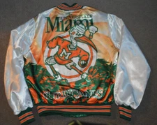 Vtg Miami Hurricanes Chalk Line Fanimation Satin Style Jacket Medium