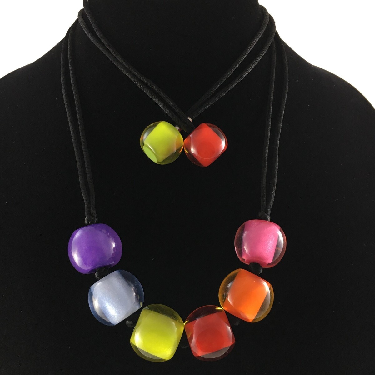 ZSISKA BELLISSIMA Multicoloured Rainbow Chunky Bead Ball Long Silk