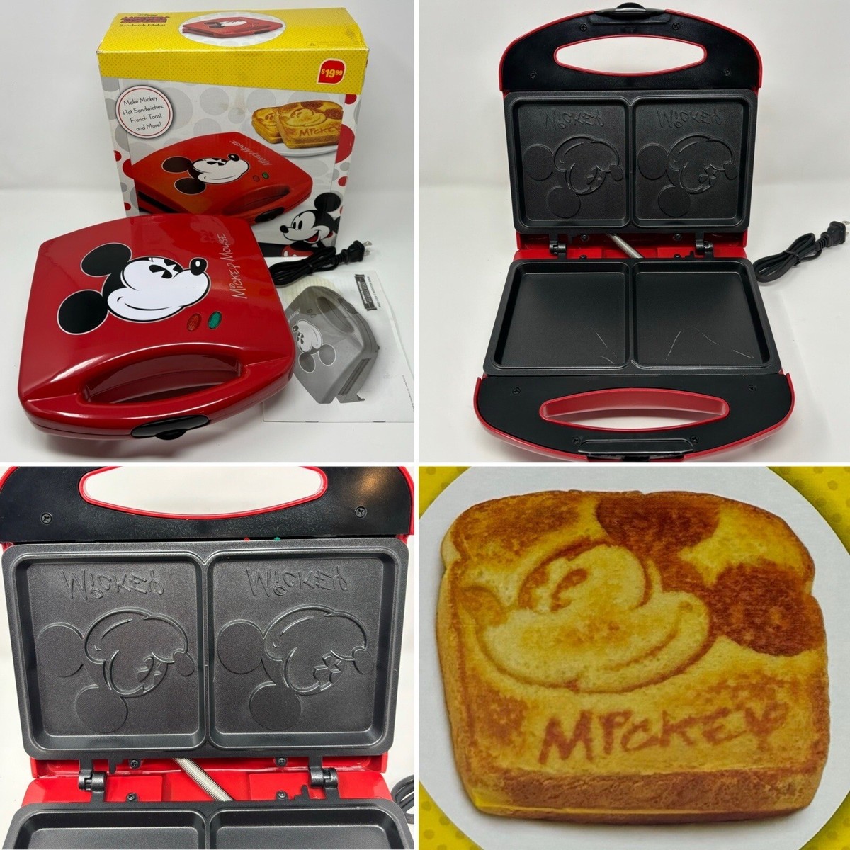 Disney Mickey Mouse French Toast Hot Sandwich Maker Grill DCM-5