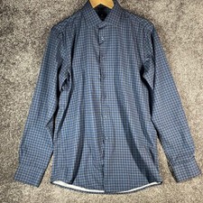 Ben Sherman Mens Long Sleeve Button Shirt Size Medium 15-15 1/2 Stretch Blue