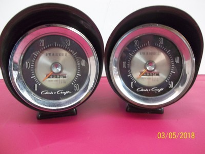 Vintage Chris Craft Tach Gauges With Canisters Ebay