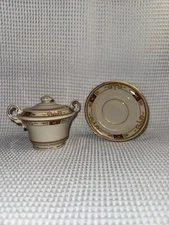 Old Ivory Syracuse China - Calhoun Sugar Bowl With Lid And Saucer 
