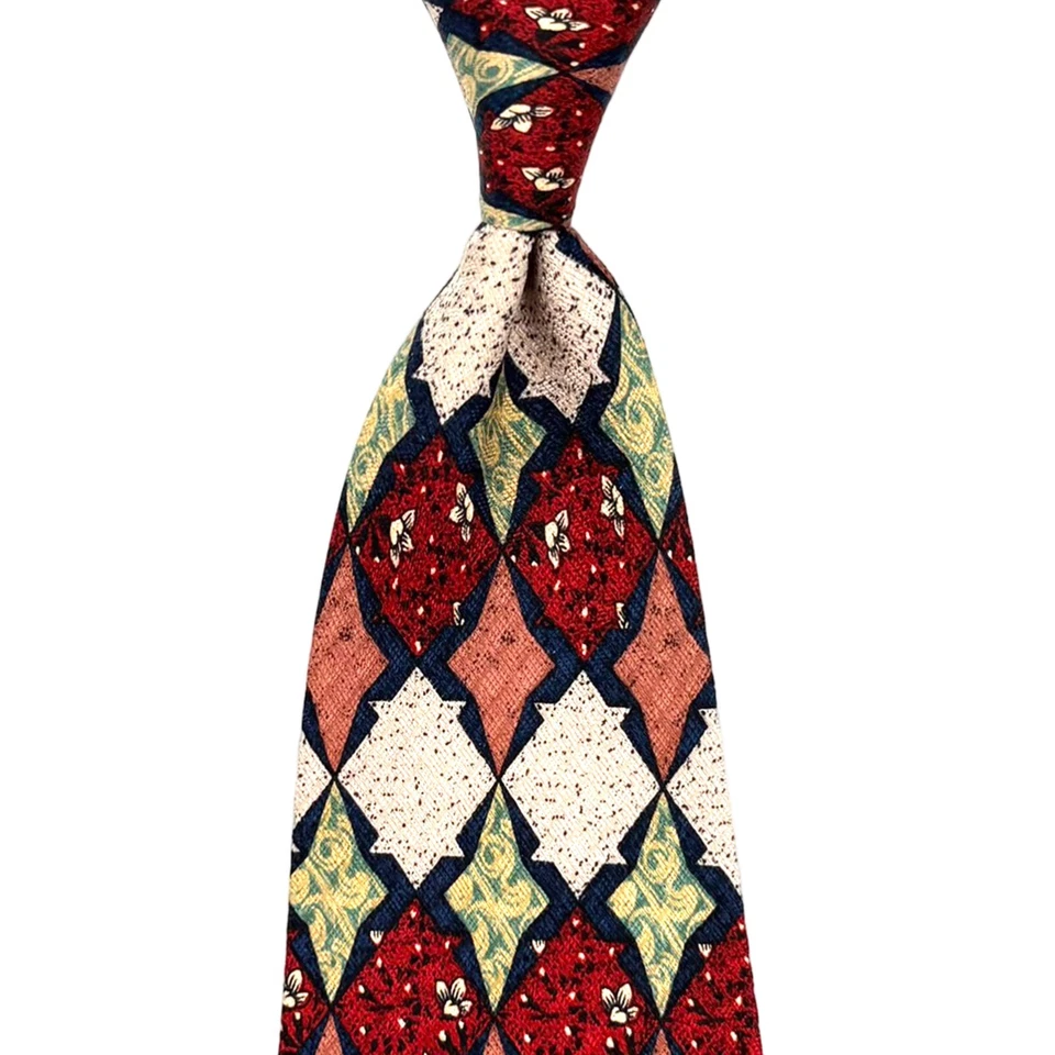 Tino Cosma 多色领带 - 抽象花卉几何图案丝绸意大利领带 — 第 2/4 张图片