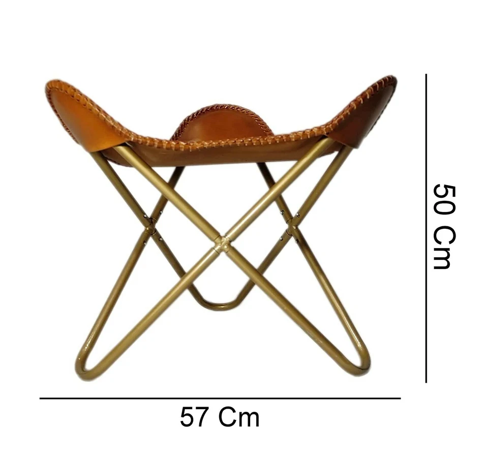 Leather Butterfly Chair Footstool Rest Butterfly Folding Stool Lounge Accent Tan - Image 2 of 4