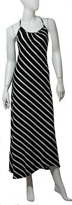 Necessary Objects Dress NWT SZ Small Black White Striped Maxi Adjustable Straps