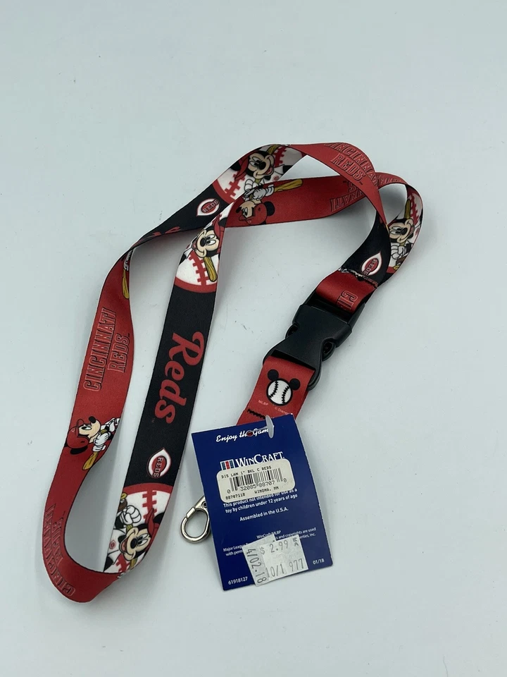 Cincinnati Reds Disney Mickey MLB Lanyard Clip Neck Tag Strap Buckle Keychain  - Image 2 of 2