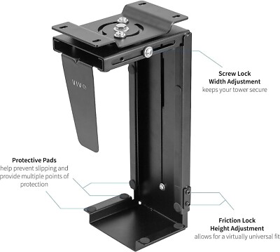 Adjustable Wall or Under Desk CPU PC Computer Case Tower Swivel Mount Holder NEW