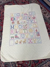 Yellow Baby Alphabet Grandmacore Quilt 54x36  