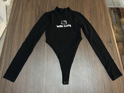 Hello Kitty Mock Neck Girl Black Bodysuit Sanrio 2021 Size S