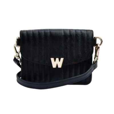 WOLF Mimi Mini Hand Bag Ladies with Wristlet & Lanyard-Black Open Box, 768402