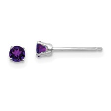 Real 14kt White Gold 3mm Amethyst Stud Earrings