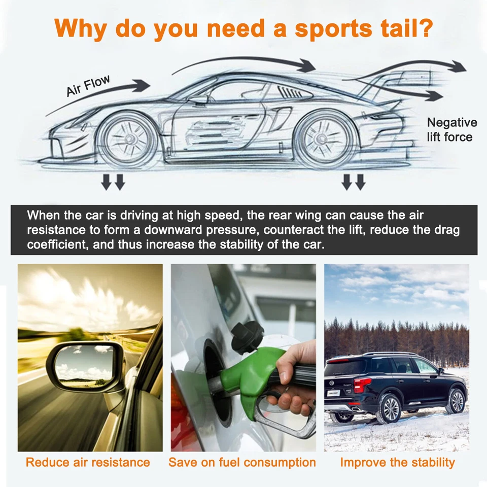 Trimmable Rear Trunk Spoiler Fit Mazda 2 3 6 MX-5 Sedan Tail Wing Glossy Black Foto 4 de 4