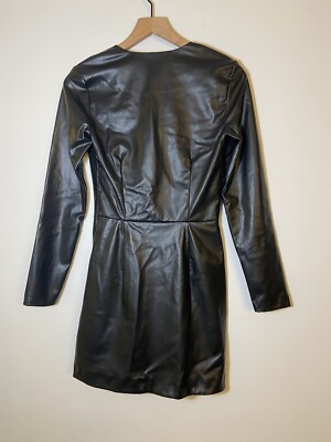 Zara Women's Faux Leather Draped Mini Dress Black Size S Long Sleeve Party | eBay Zara Women's Faux Leather Draped Mini Dress Black Size S Long Sleeve Party | eBay