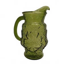 Vintage Anchor Hocking Rainflower Green Pitcher