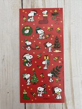 Snoopy Christmas Stickers Woodstock Wreath Presents Single Sheet New Peanuts