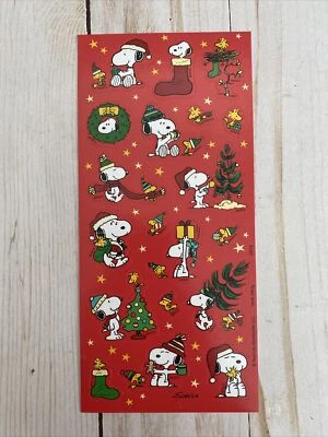 HALLMARK Snoopy Christmas Stickers Woodstock Wreath Presents Single Sheet New Peanuts