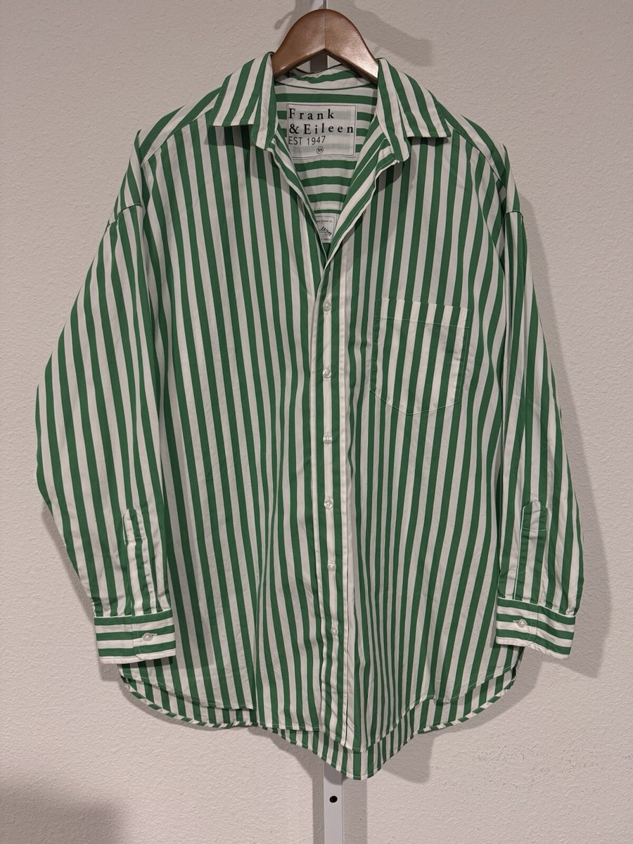 Frank & Eileen Shirt Womens XS Green Striped Shirley Long Sleeve
