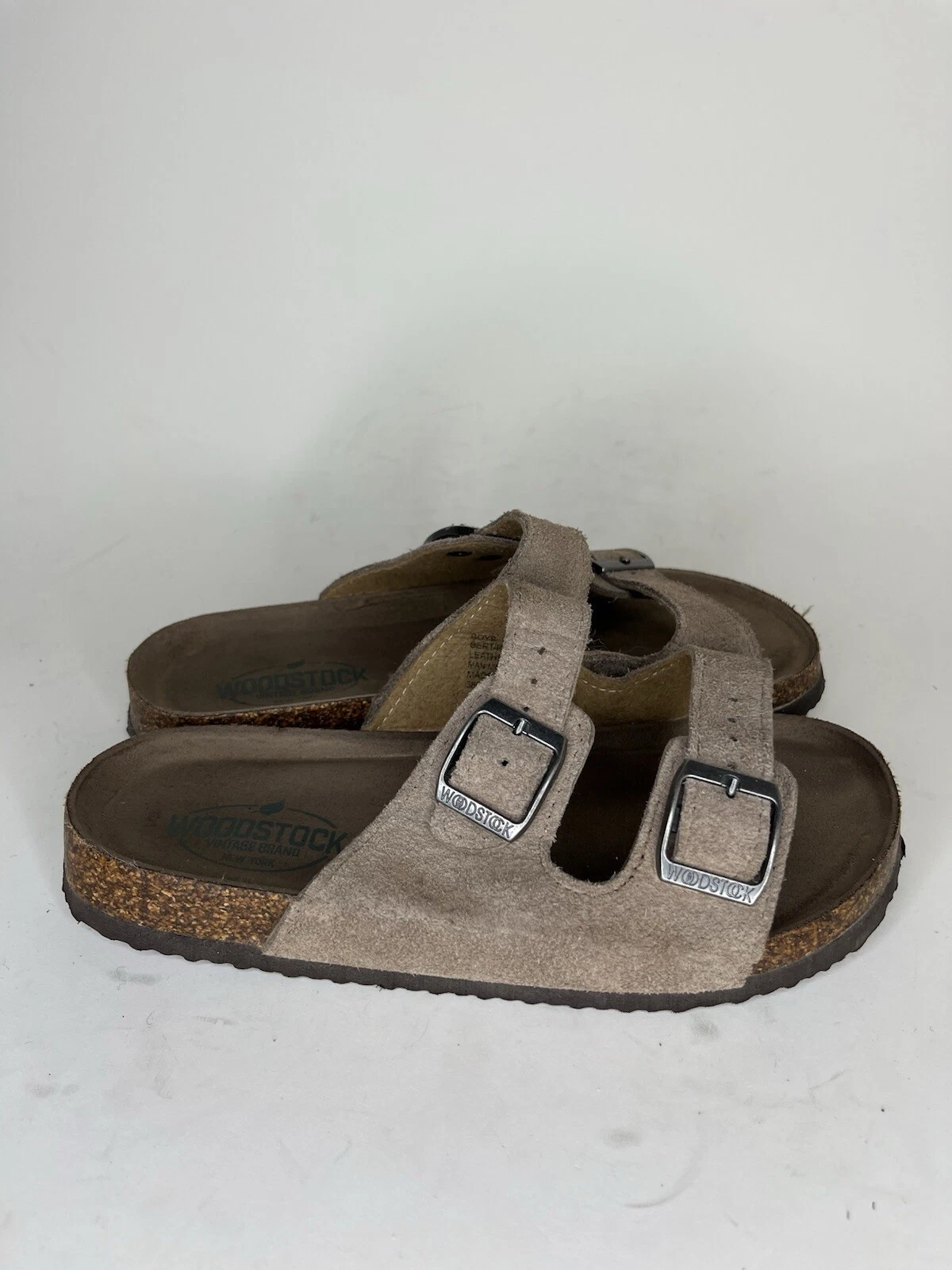 woodstock sandals Slides Double Strap Youth Size 4M Brown Suede