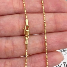 14K Yellow Gold 1.1mm Ball & Bar Beaded Chain (Solid Links) 16"-20"
