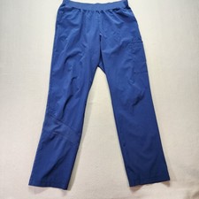 Ladies Size L White Cross Fit Scrubs Pants Elastic Waist, Pockets Navy Blue