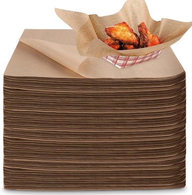 12 x 12 Grease Proof Deli Wrappers (500 Pack) - Pre Cut Natural Wax Paper Sheets