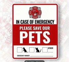 6 PACK Red Pets Inside Alert 5  Rescue Emergency Fire Window Stickers Decals