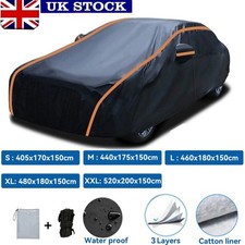 Waterproof 3 Layer Car Cover Heavy Duty Cotton Lined UV Protection S M XL XXL UK