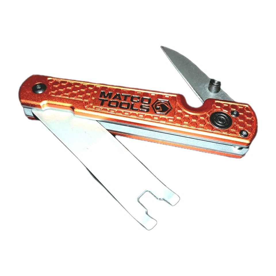 MATCO TOOLS EVERYDAY CARRY FOLDING CLIP LIFTER KNIFE WITH ALUMINUM HANDLE ORANGE - Image 2 of 4
