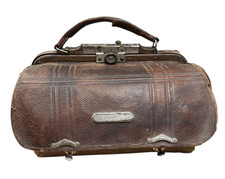 Very Old Tattered Leather Metal Latch Brown Doctors Bag