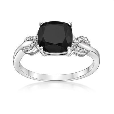925 Sterling Silber Ring mit Kissen schwarzer Onyx/weißer Opal/Amethyst Größe - 5-9