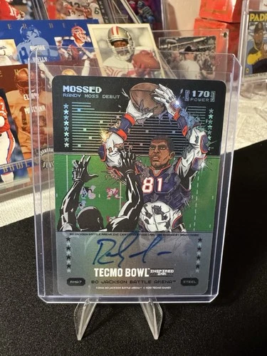 Bo Jackson Battle Arena Tecmo Bowl Mossed Steel On Card Auto Randy Moss