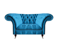 Hellblauer Chesterfield Sessel Polstersessel Wohnzimmer Edler Einsitzer