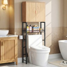 Biemlerfn Over The Toilet Storage Cabinet Bathroom Organizer with Adjustable