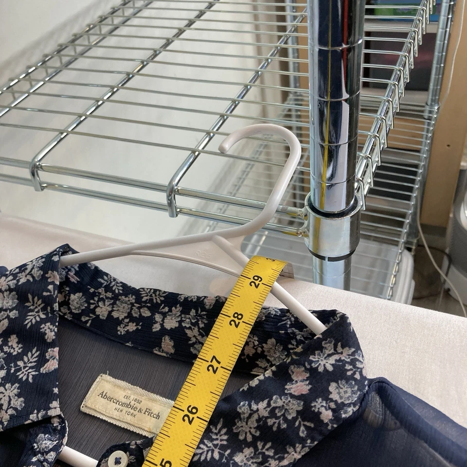 Blusa para mujer Abercrombie & Fitch Y2K azul transparente con ribete floral con botones talla M Foto 3 de 4