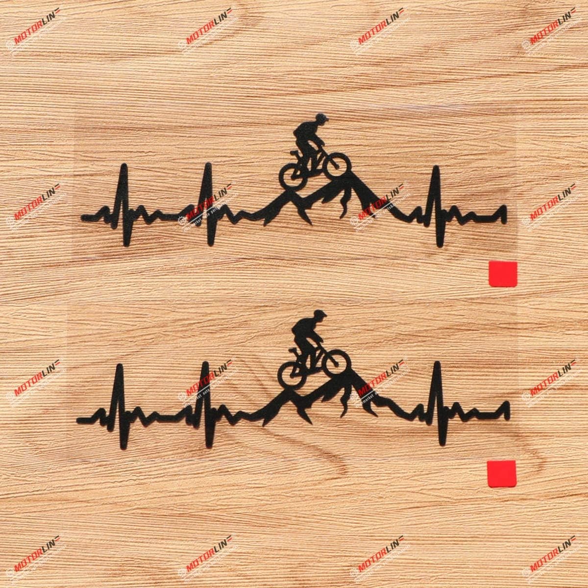 Funny Bike Bicycle Decal Sticker Vinyl Heart Beat Mountain Rider - 2 Pack Black,