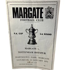 Margate V Tottenham Hotspur FA Cup 3rd Round 13 January 1973 Souvenir Programme 