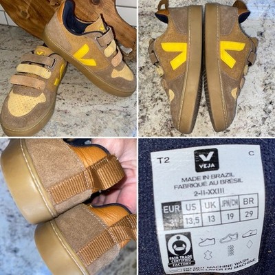 VEJA $110 V-10 SUEDE MULTICO CAMEL Sneaker Kids 13.5 EU31