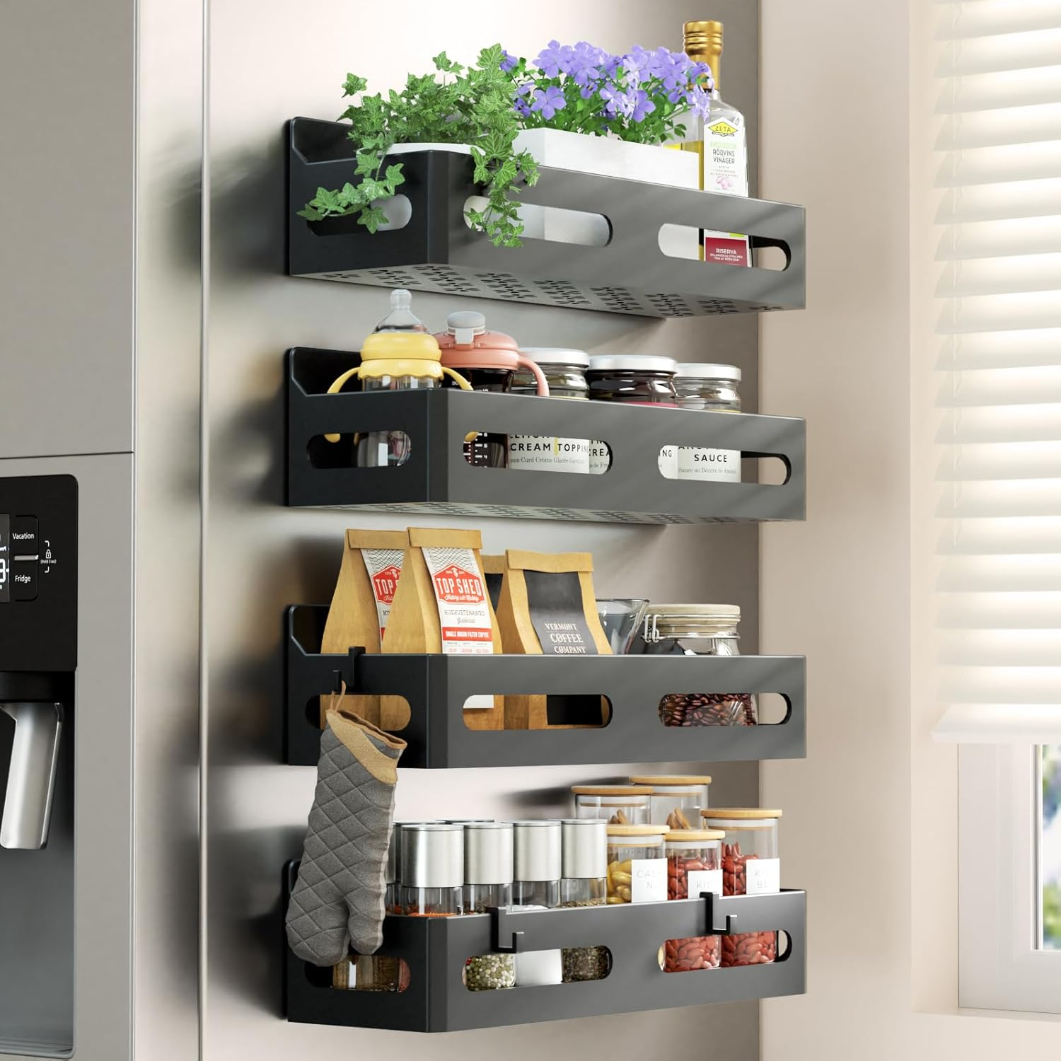 Magnetic Refrigerator Spice Rack Set of 4