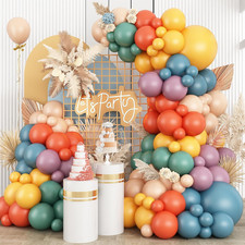 Boho Rainbow Balloon Arch Kit,Boho Balloon Garland with Colorful Retro Blue Nude