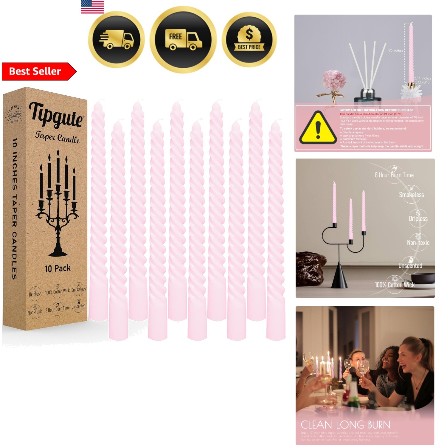 10 Pack Unscented Dripless 10 Inch Spiral Home Decor