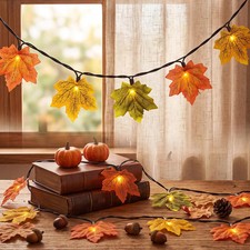 GOOTHY Fall Decor Multicolored Maple Leaf String Lights, 13.6Ft LED Thanksgiving