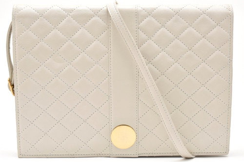Yves Saint Laurent Quilted Crossbody Shoulder Bag Purse White Leather Authentic
