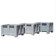 3 St&uuml;ck Gebrauchte Palettenboxen 1200x1000x760mm Palettenbeh&auml;lter 4 F&uuml;&szlig;e in grau